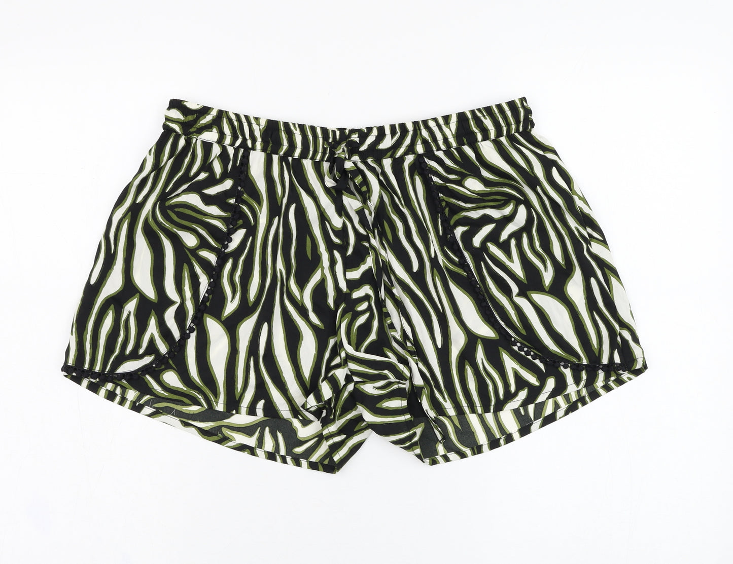 Pep&co Womens Black Geometric Polyester Hot Pants Shorts Size 12 L3 in Regular
