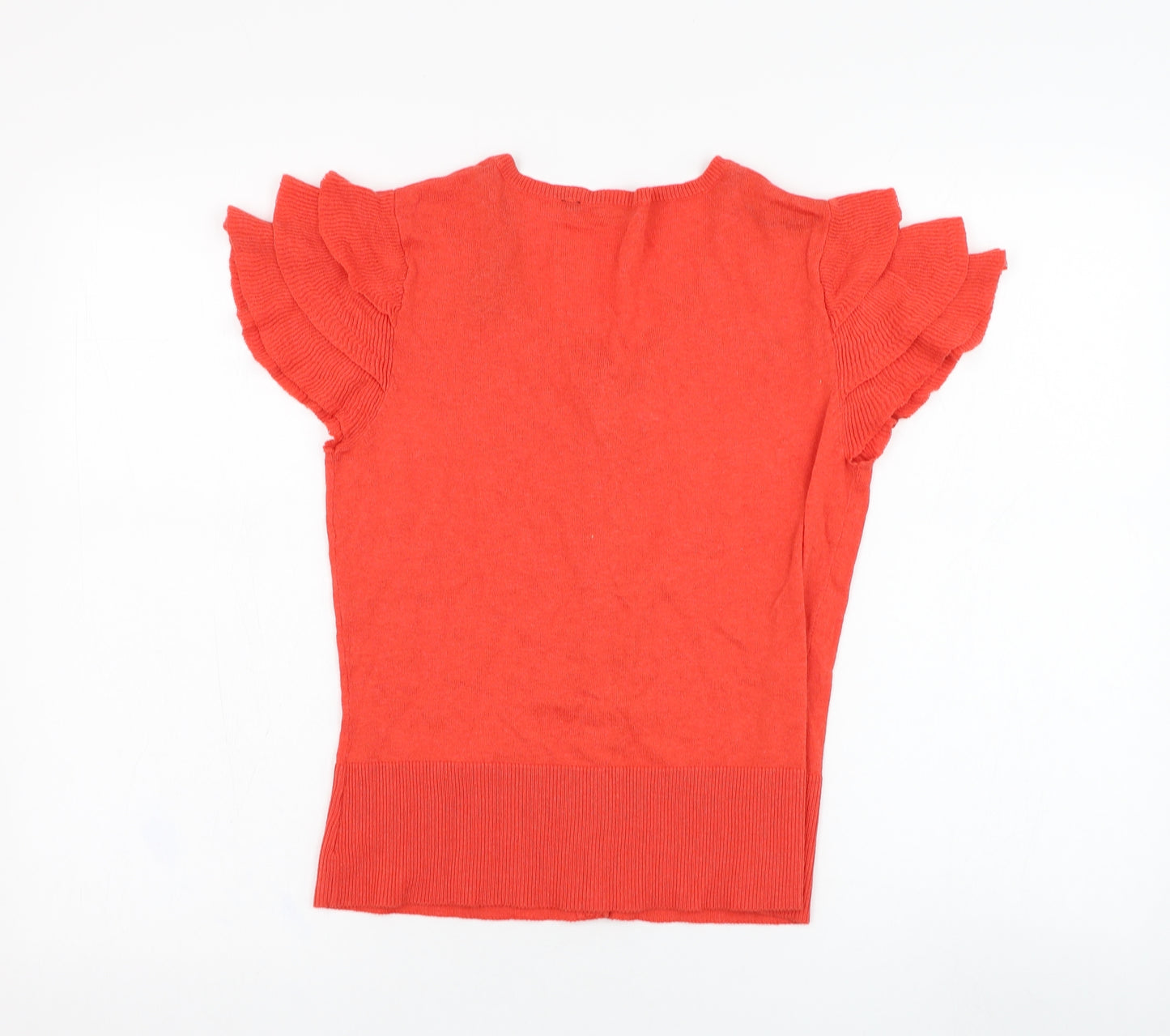 Initial Womens Red Round Neck  Cotton Cardigan Jumper Size M