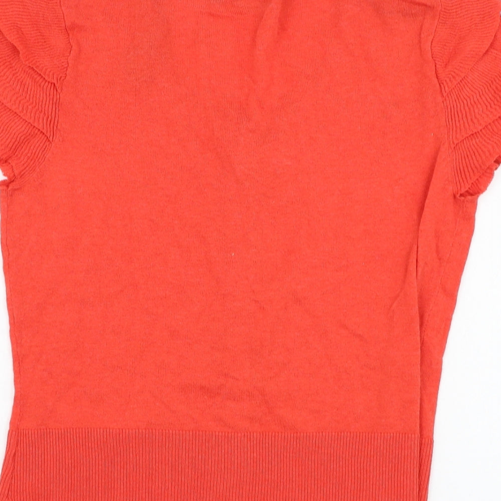 Initial Womens Red Round Neck  Cotton Cardigan Jumper Size M