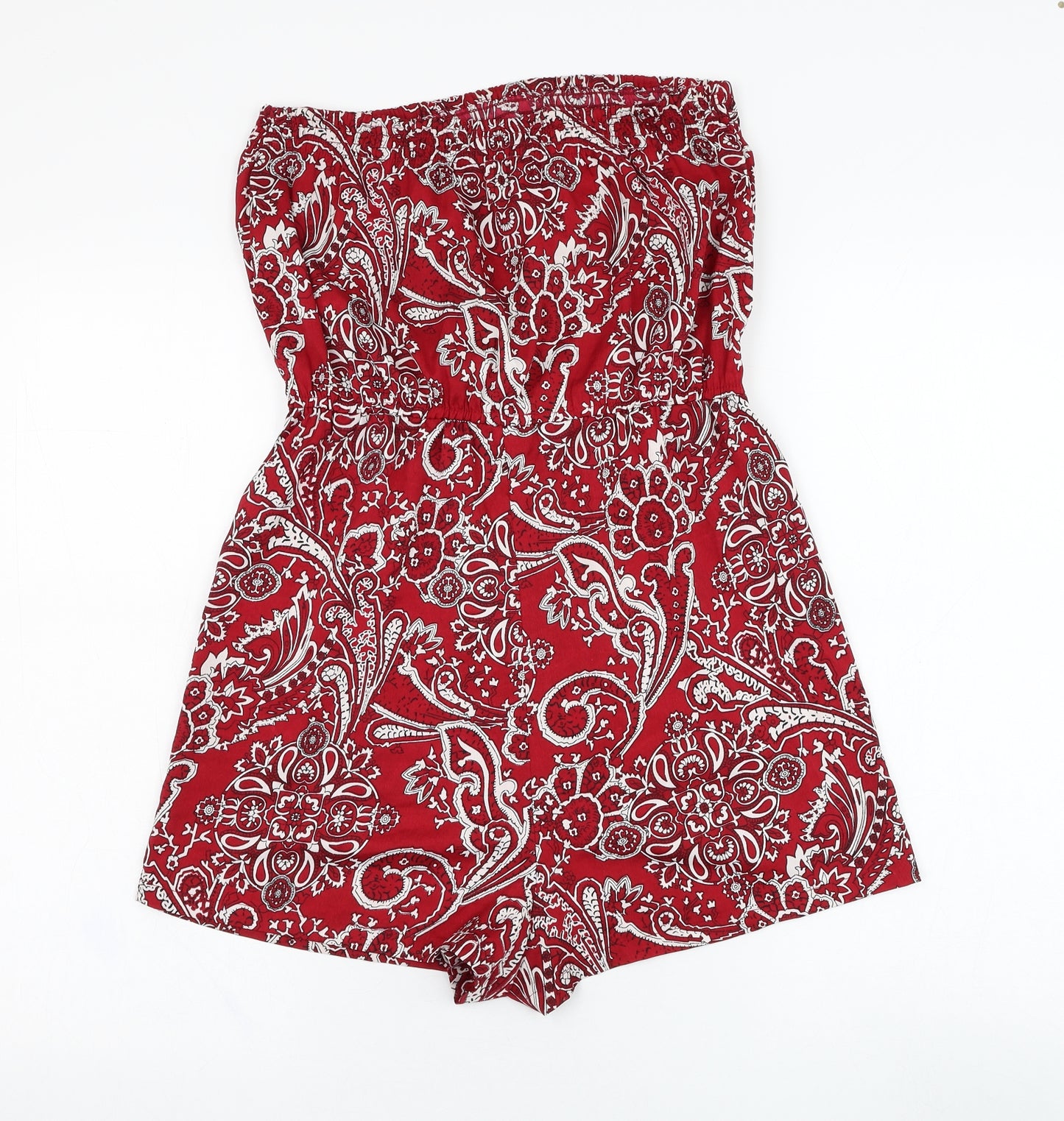 Atmosphere Womens Red Paisley Polyester Playsuit One-Piece Size 12 L3 in Pullover