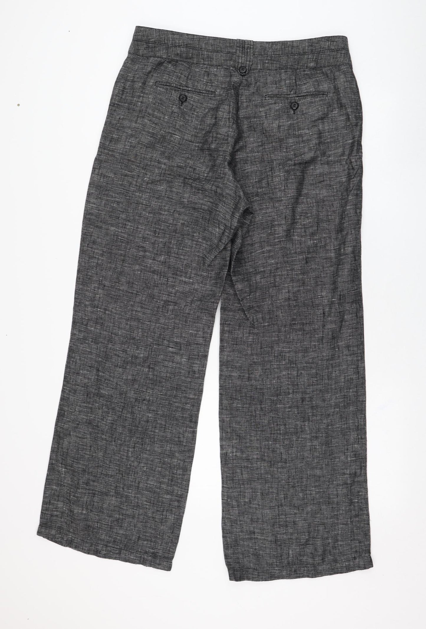 Monsoon Womens Black  Linen Trousers  Size 14 L30 in Regular Zip