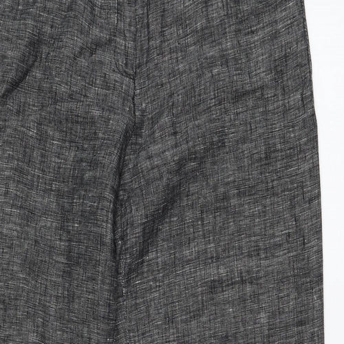 Monsoon Womens Black  Linen Trousers  Size 14 L30 in Regular Zip
