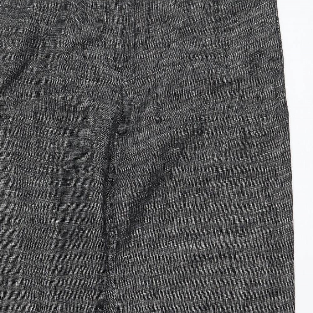 Monsoon Womens Black  Linen Trousers  Size 14 L30 in Regular Zip