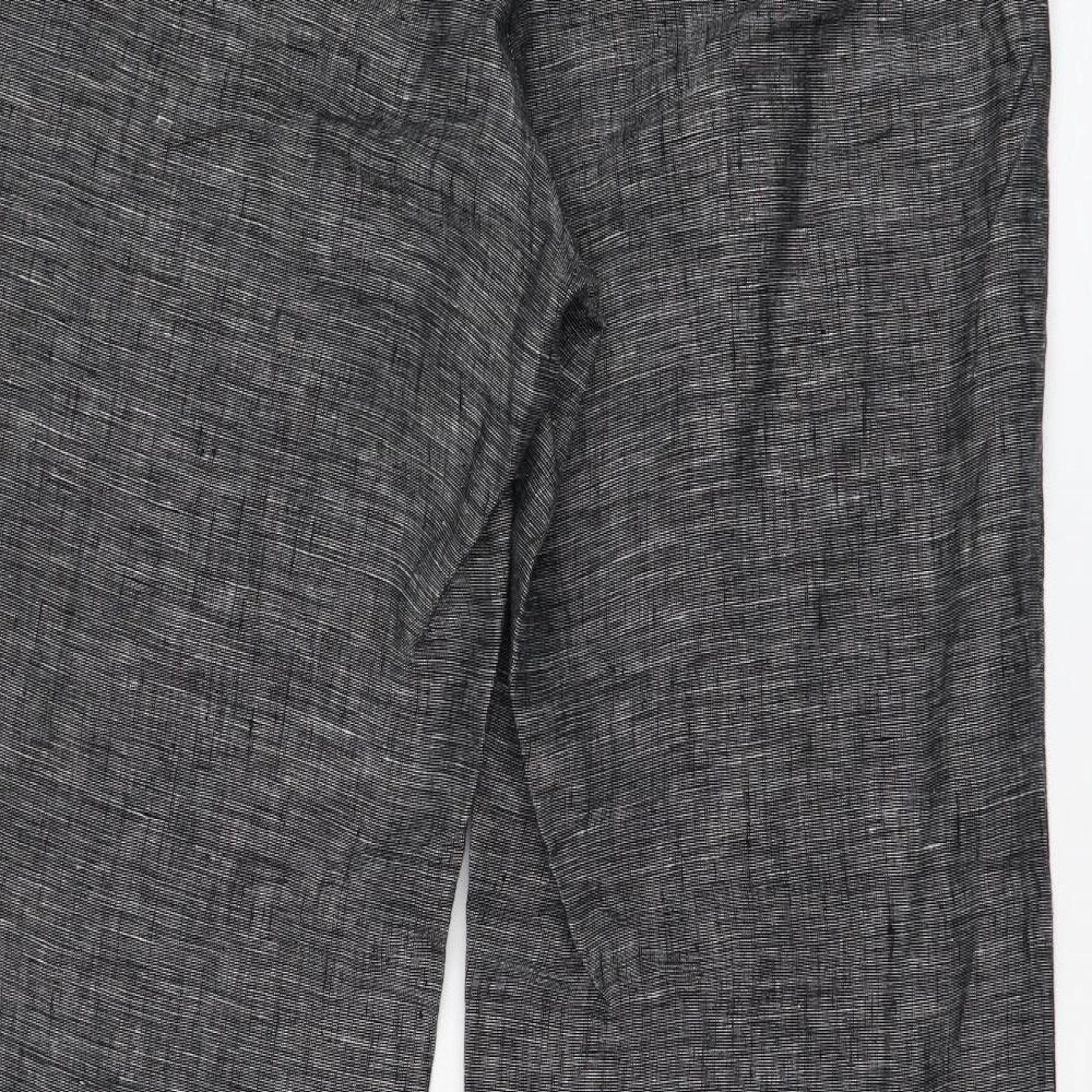 Monsoon Womens Black  Linen Trousers  Size 14 L30 in Regular Zip