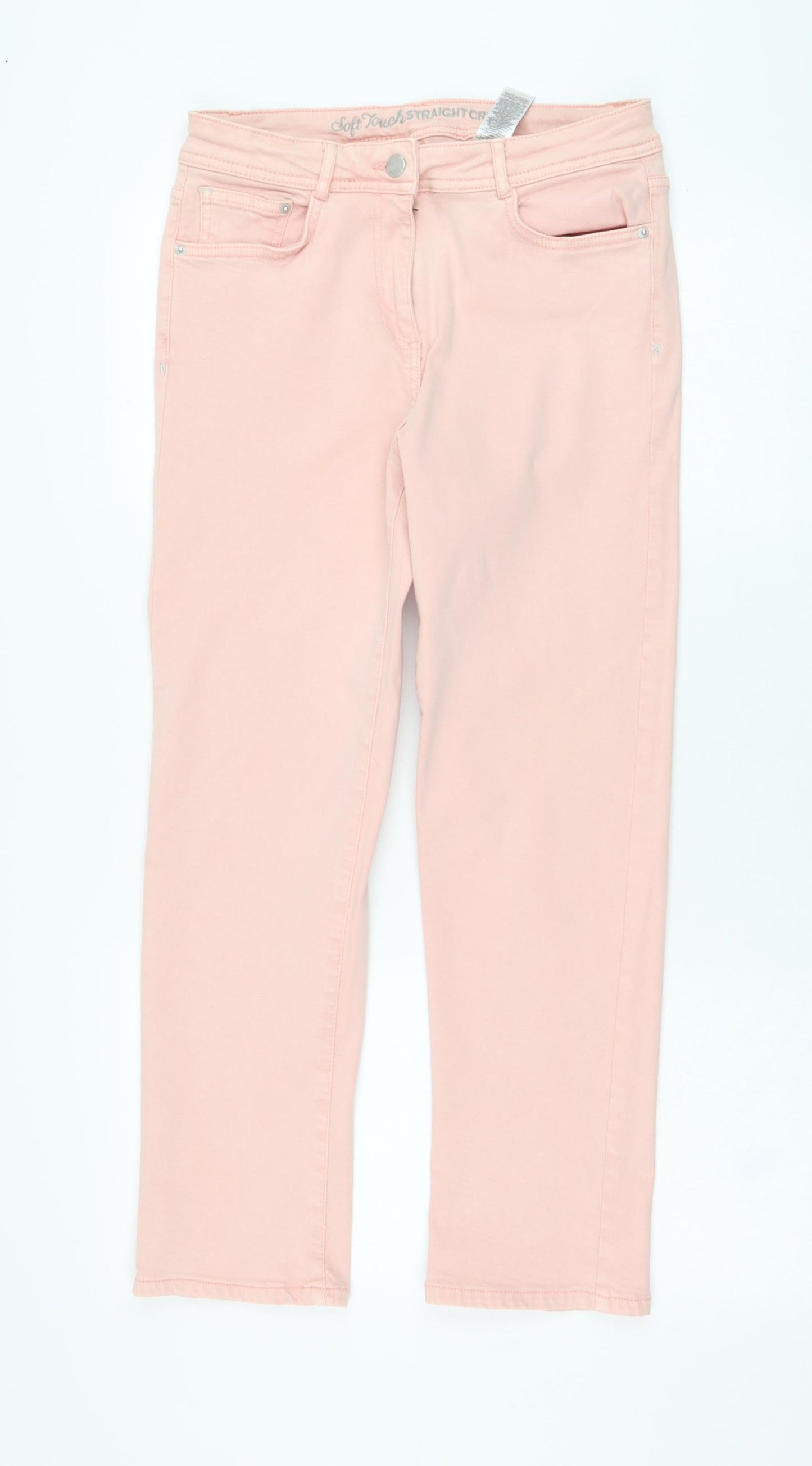 NEXT Womens Pink  Cotton Straight Jeans Size 10 L26 in Regular Zip