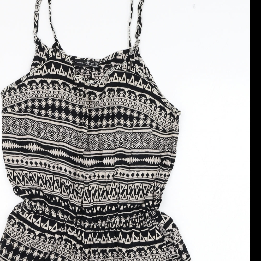 Atmosphere Womens Black Geometric Polyester Playsuit One-Piece Size 14 L3 in Pullover