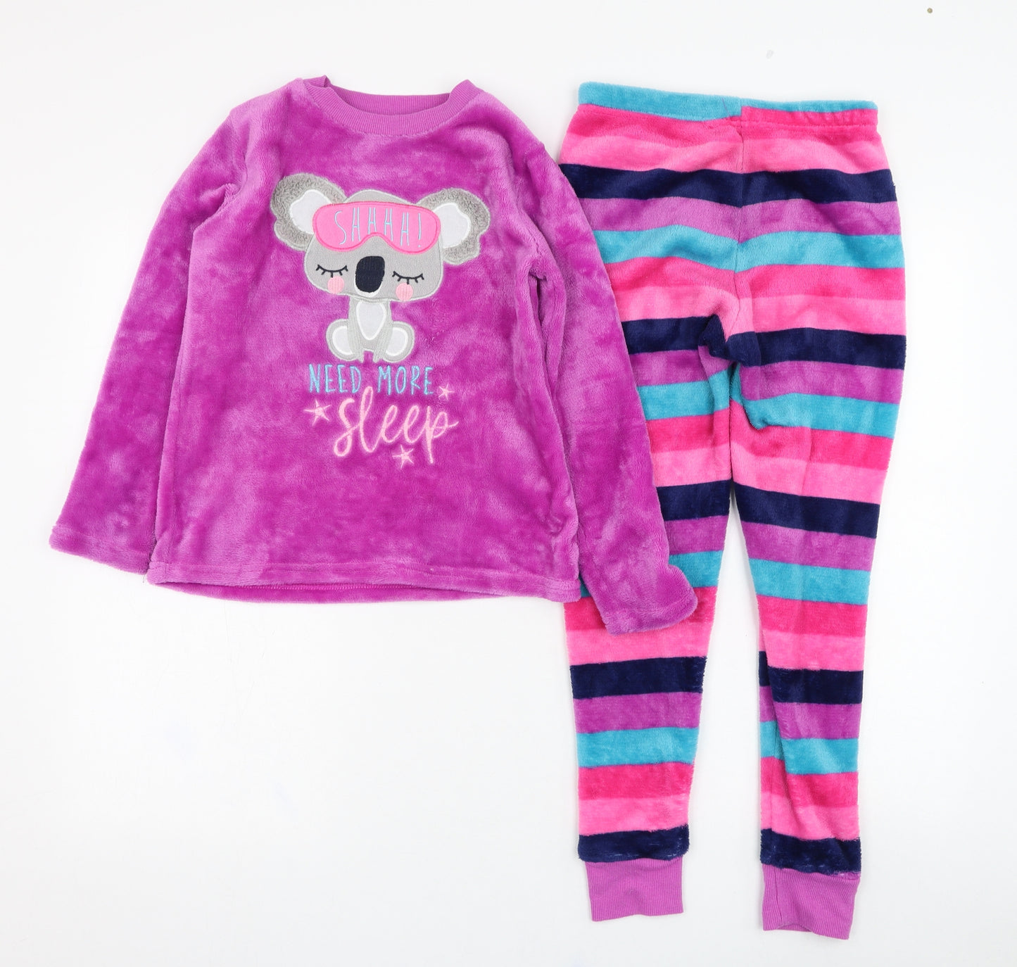 Dunnes Stores Girls Purple Striped Polyester Top Pyjama Set Size 7-8 Years  Pullover - Koala