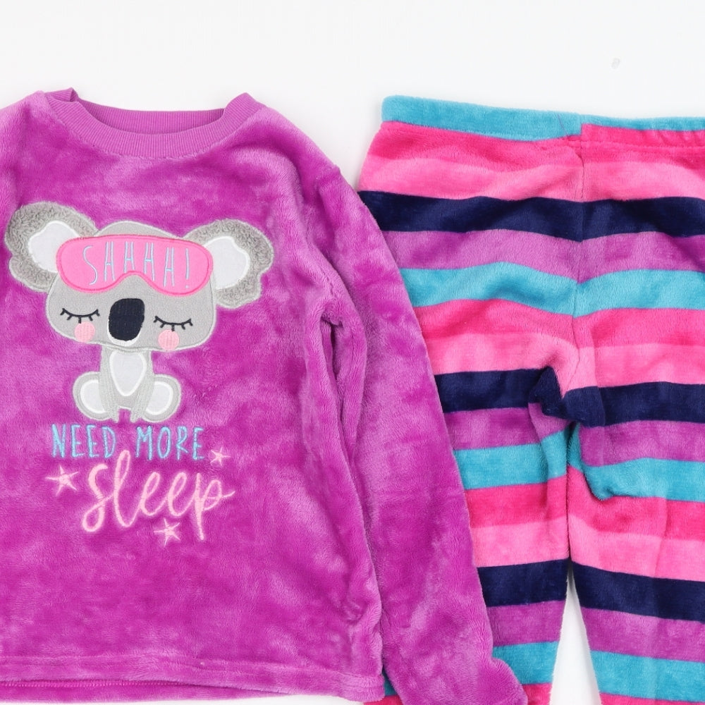 Dunnes Stores Girls Purple Striped Polyester Top Pyjama Set Size 7-8 Years  Pullover - Koala
