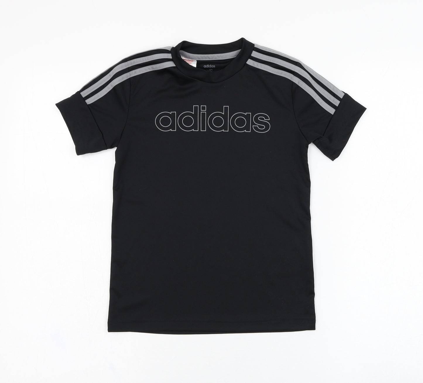 adidas Boys Black  Polyester Basic T-Shirt Size 7-8 Years Round Neck Pullover