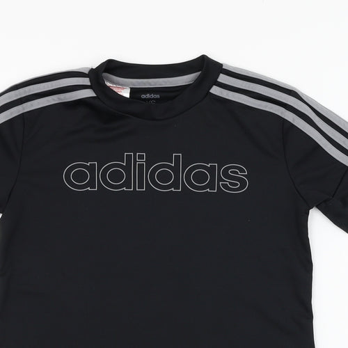 adidas Boys Black  Polyester Basic T-Shirt Size 7-8 Years Round Neck Pullover