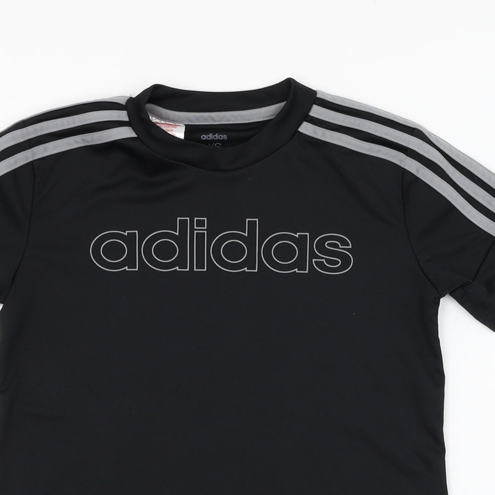 adidas Boys Black  Polyester Basic T-Shirt Size 7-8 Years Round Neck Pullover