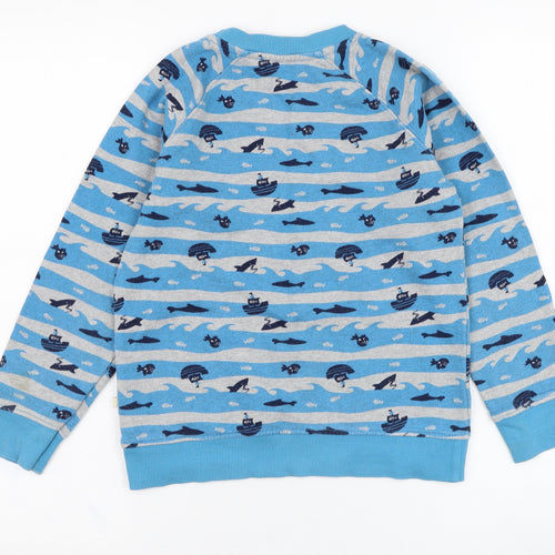 Frugi Boys Blue Striped Cotton Pullover Sweatshirt Size 7-8 Years  Pullover - Boat