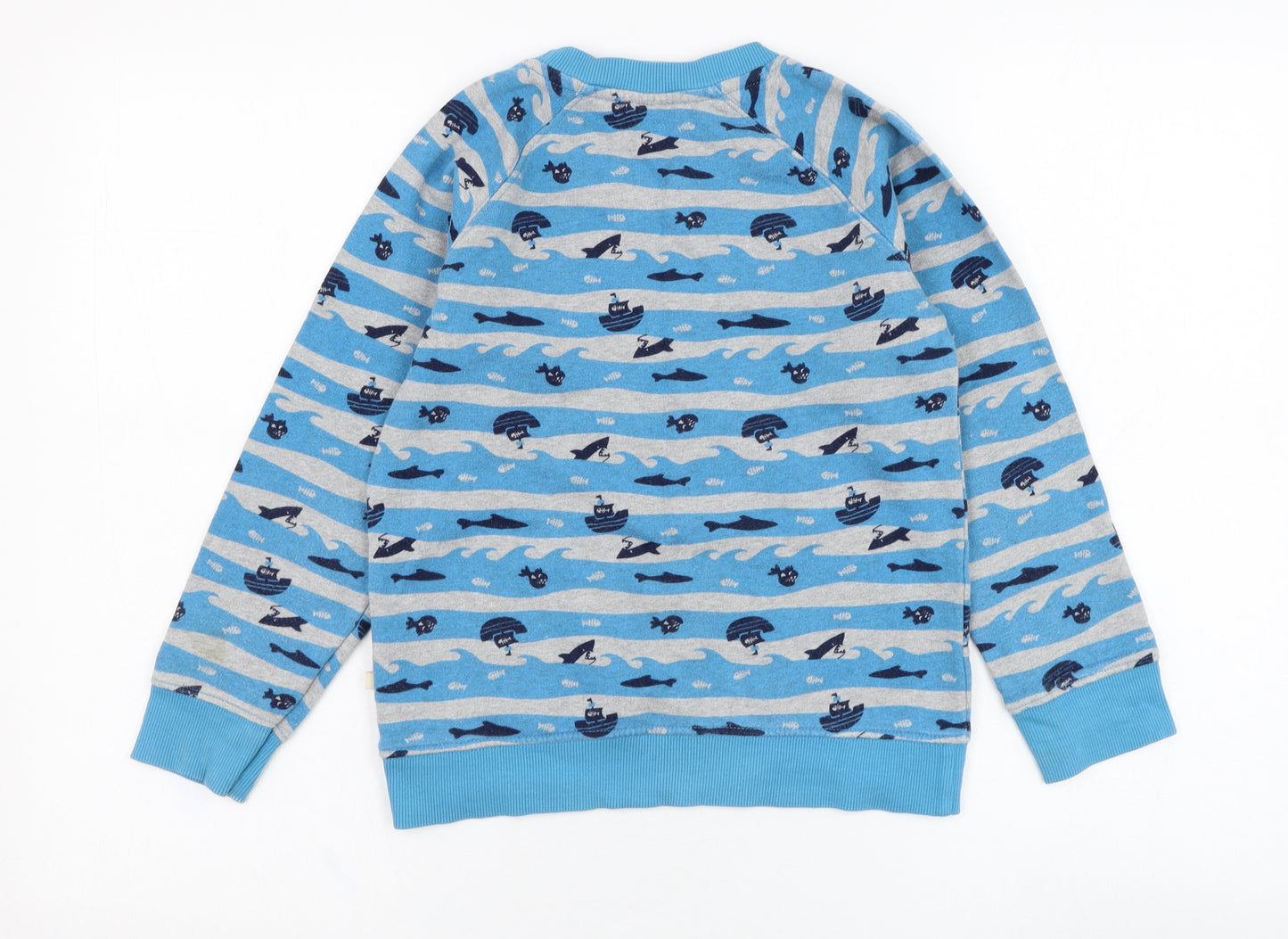 Frugi Boys Blue Striped Cotton Pullover Sweatshirt Size 7-8 Years  Pullover - Boat