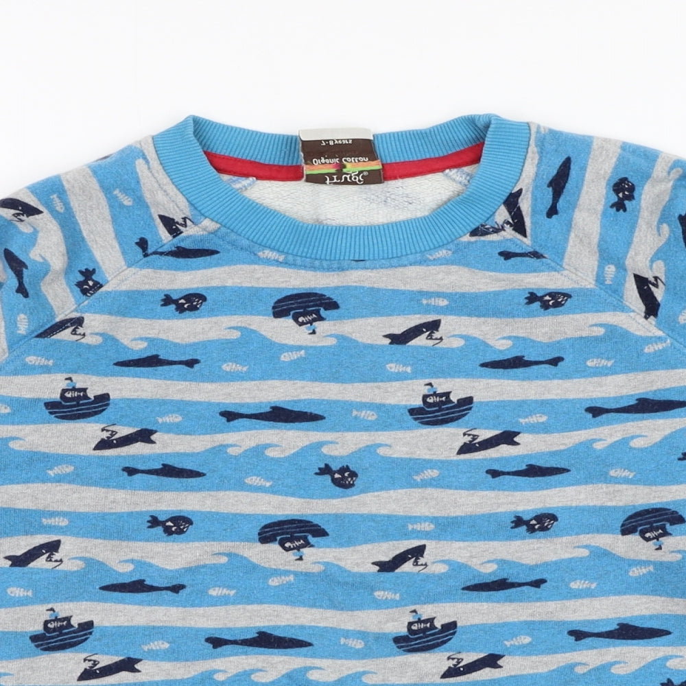 Frugi Boys Blue Striped Cotton Pullover Sweatshirt Size 7-8 Years  Pullover - Boat