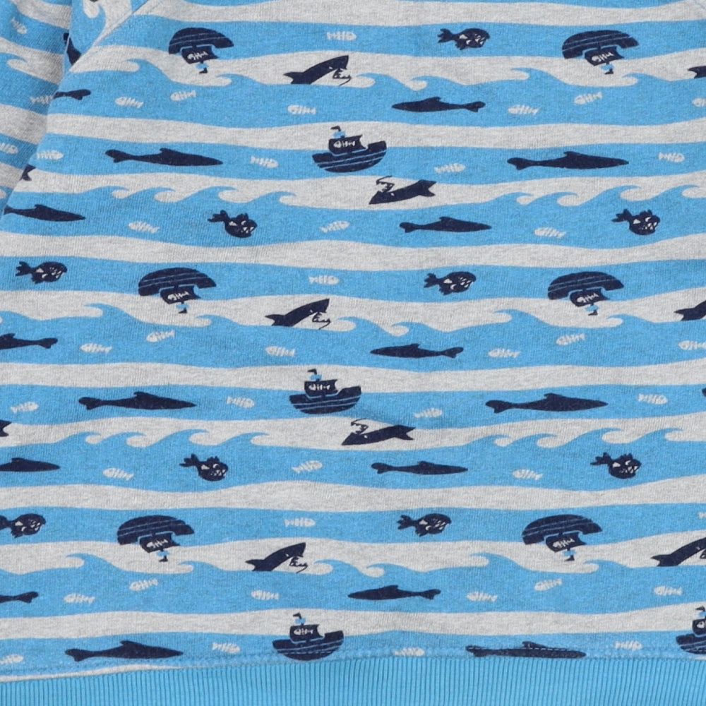 Frugi Boys Blue Striped Cotton Pullover Sweatshirt Size 7-8 Years  Pullover - Boat