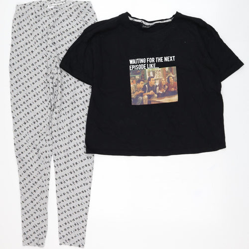 New Look Womens Black Solid Cotton Top Pyjama Set Size S   - Friends