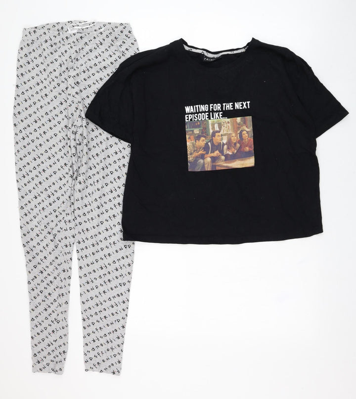 New Look Womens Black Solid Cotton Top Pyjama Set Size S - Friends