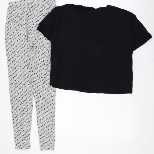 New Look Womens Black Solid Cotton Top Pyjama Set Size S   - Friends