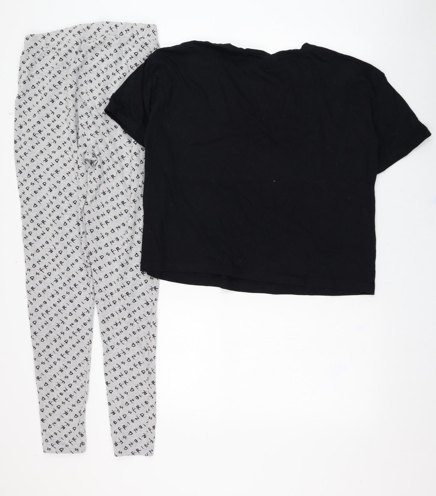 New Look Womens Black Solid Cotton Top Pyjama Set Size S   - Friends