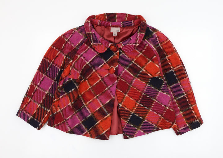 H&M Womens Red Check  Jacket  Size 10  Button