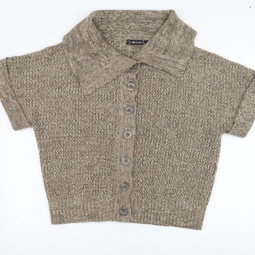 Ellie Louise Womens Brown Roll Neck  Acrylic Cardigan Jumper Size L