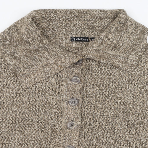 Ellie Louise Womens Brown Roll Neck  Acrylic Cardigan Jumper Size L