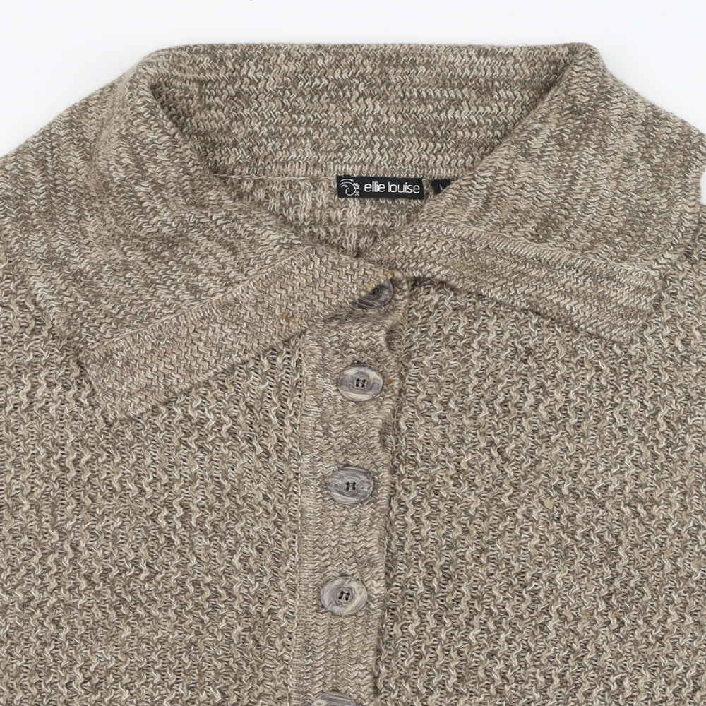 Ellie Louise Womens Brown Roll Neck  Acrylic Cardigan Jumper Size L