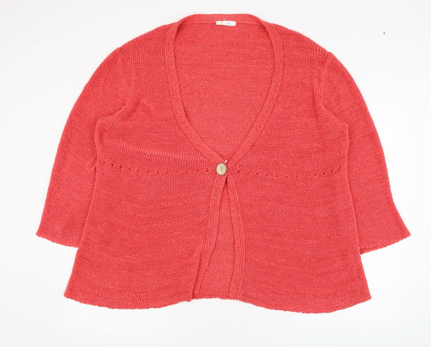 Marks and Spencer Womens Pink V-Neck  Acrylic Cardigan Jumper Size 20