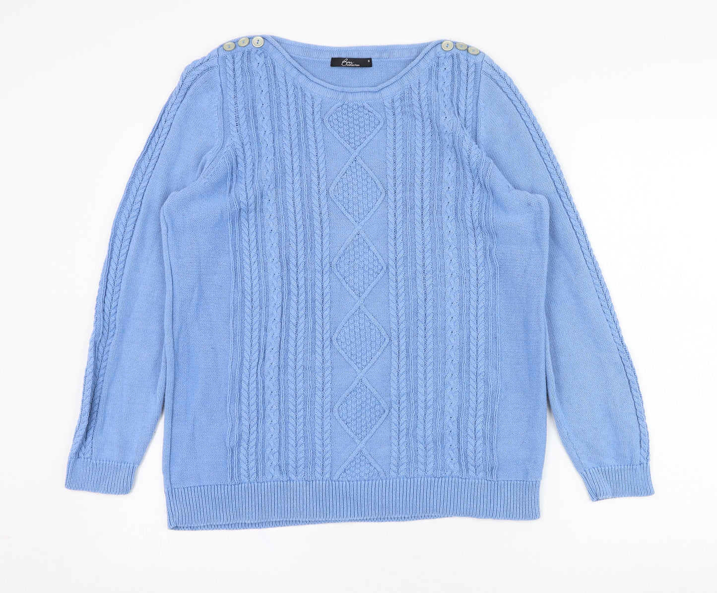 BM Womens Blue Round Neck  Cotton Pullover Jumper Size M