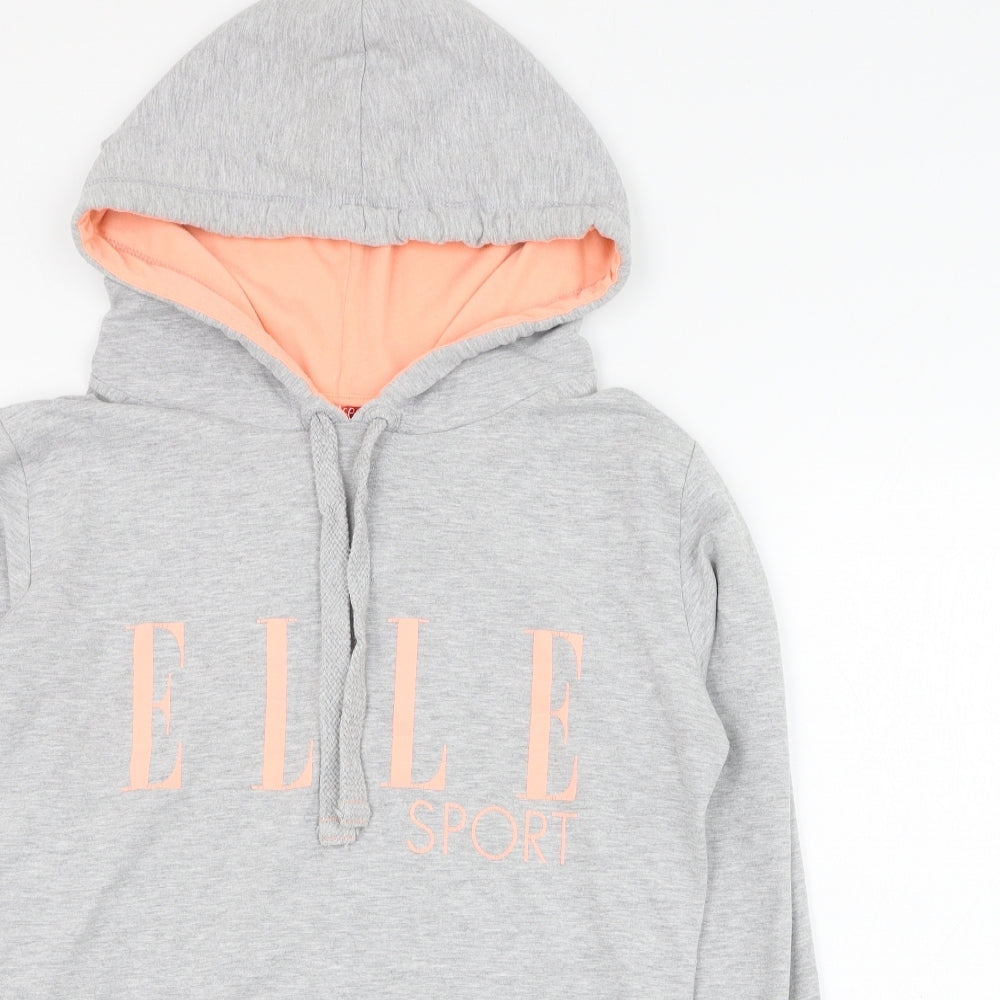 Elle Sport Womens Grey  Polyester Pullover Hoodie Size 10  Pullover