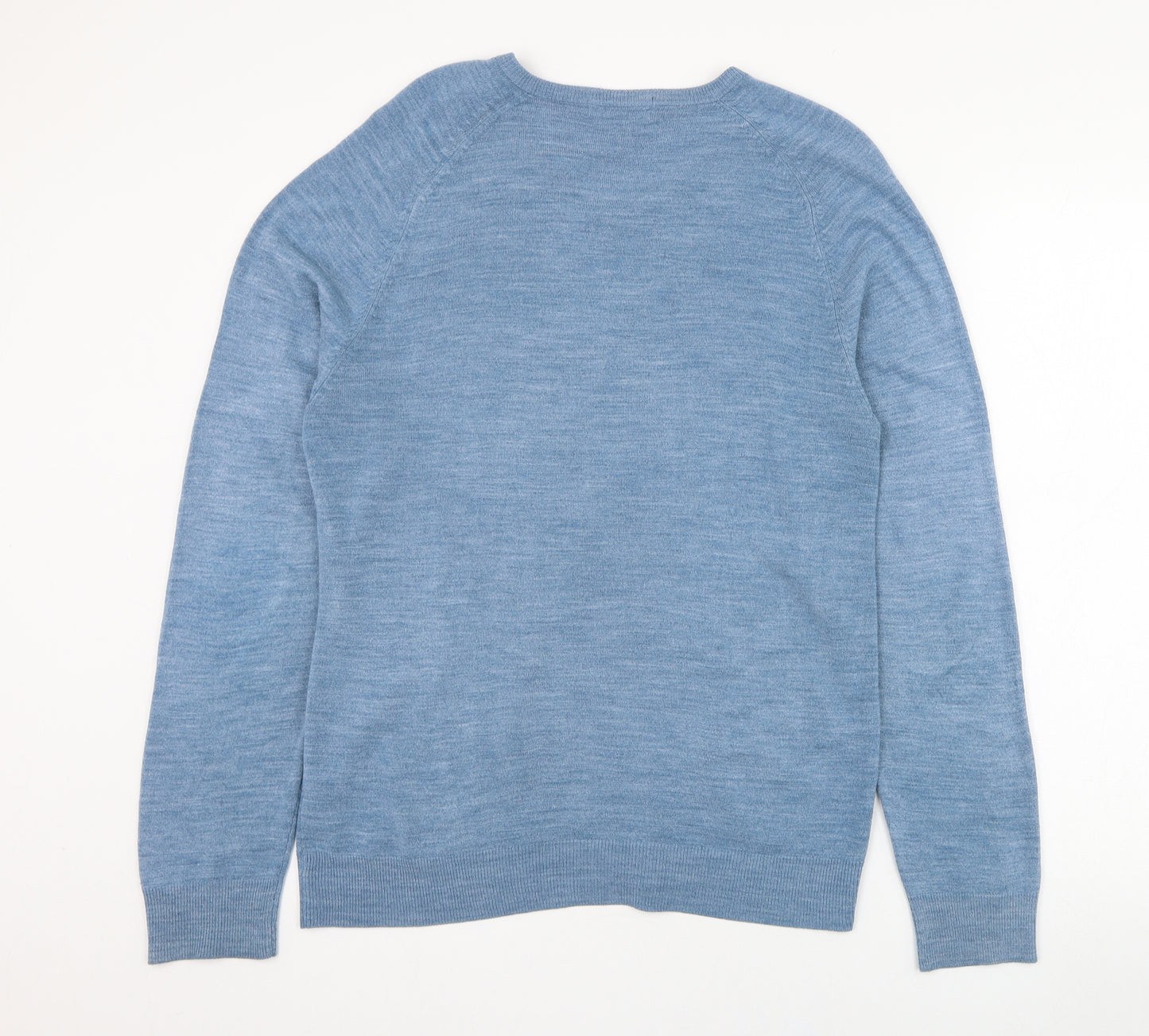 Marks and Spencer Mens Blue V-Neck  Acrylic Pullover Jumper Size S