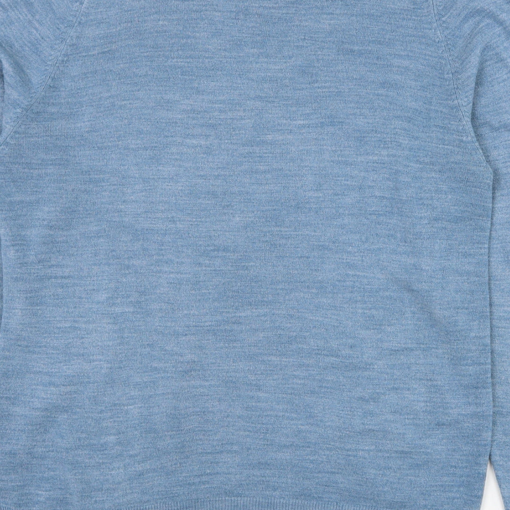 Marks and Spencer Mens Blue V-Neck  Acrylic Pullover Jumper Size S
