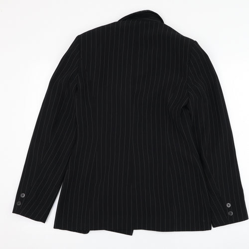 Ambience Womens Black Striped  Jacket Blazer Size 10  Button