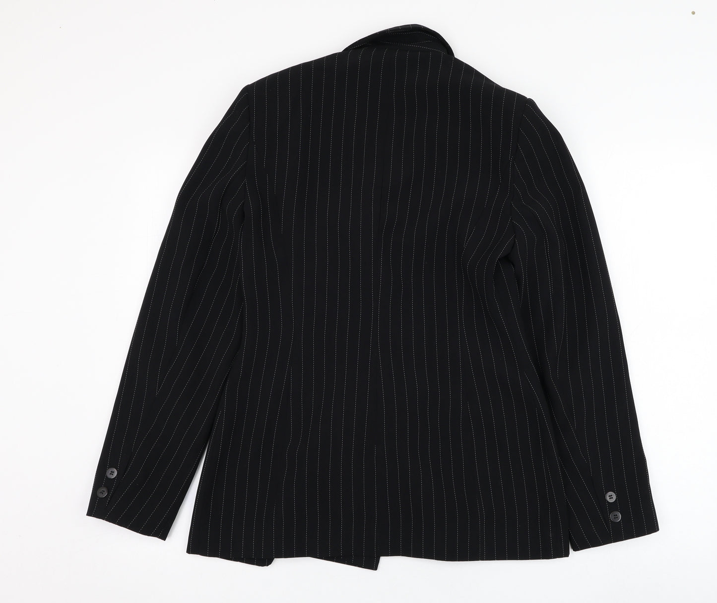 Ambience Womens Black Striped  Jacket Blazer Size 10  Button