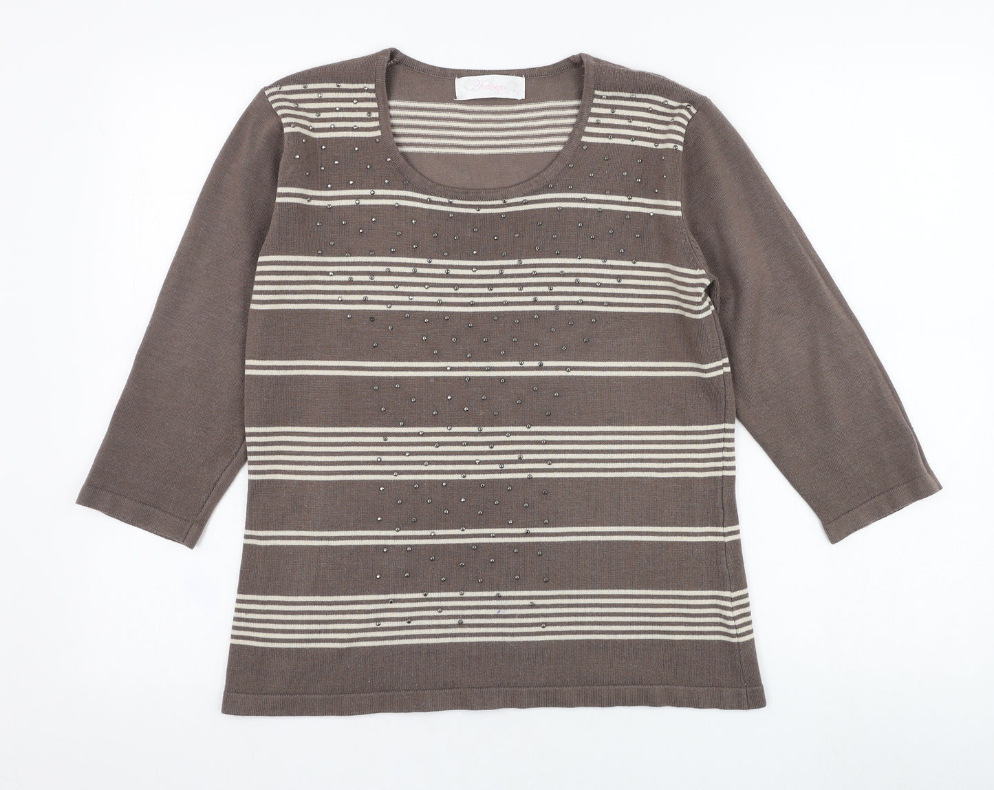 Fabrigio Womens Brown Round Neck  Acrylic Pullover Jumper Size S