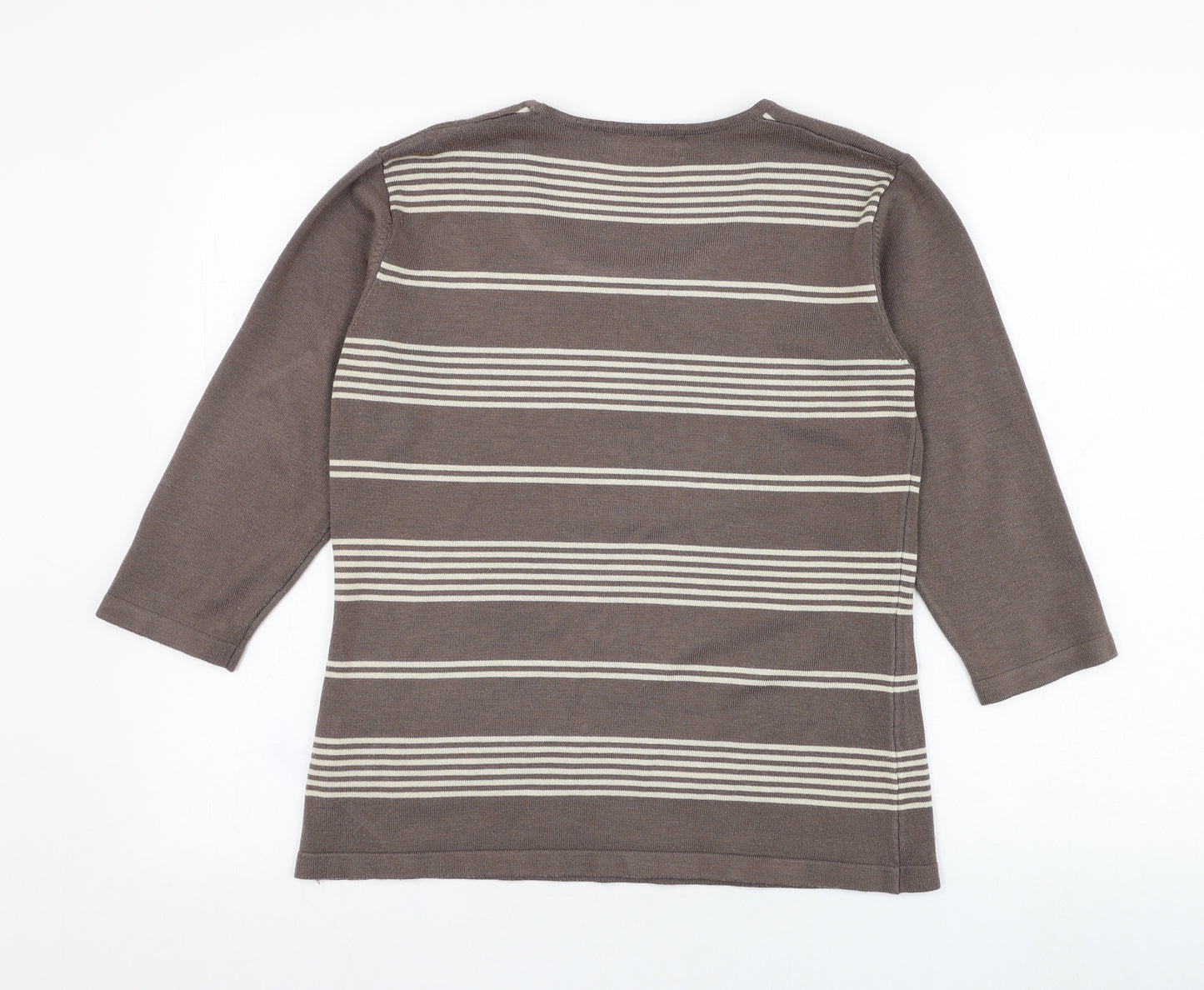 Fabrigio Womens Brown Round Neck  Acrylic Pullover Jumper Size S