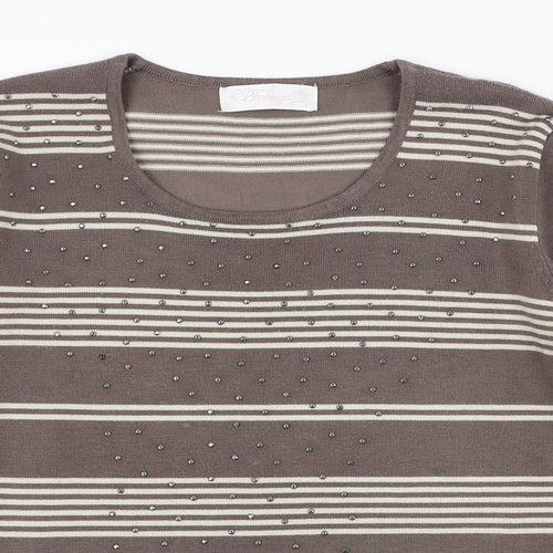 Fabrigio Womens Brown Round Neck  Acrylic Pullover Jumper Size S