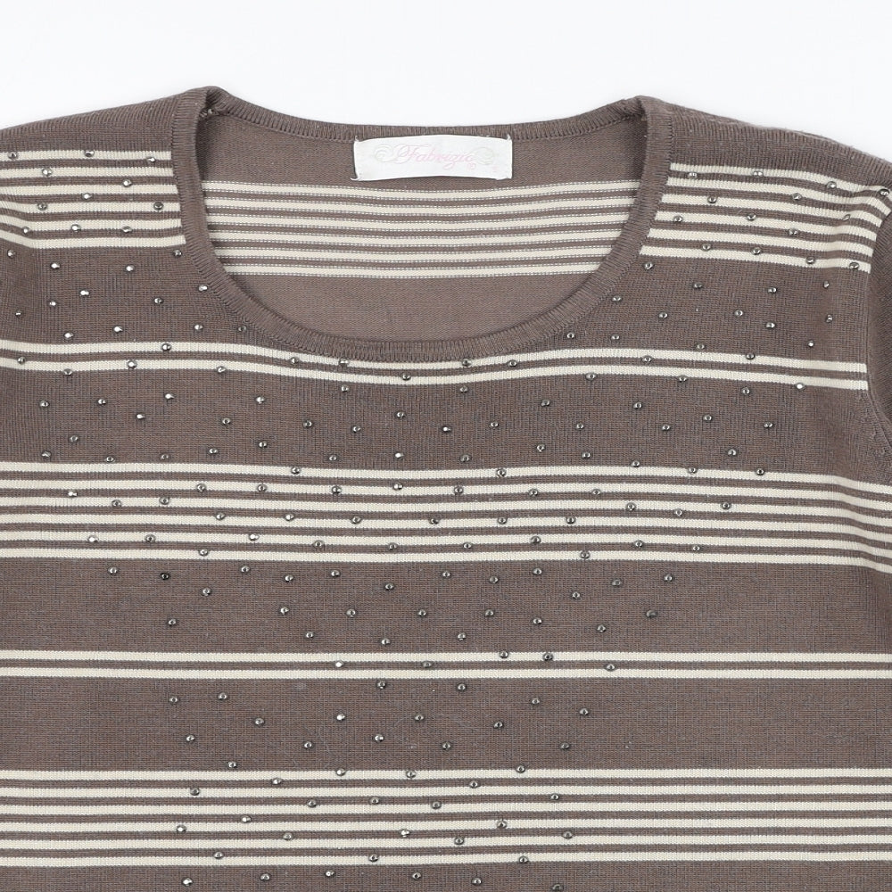 Fabrigio Womens Brown Round Neck  Acrylic Pullover Jumper Size S