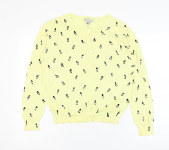 Atmosphere Womens Yellow Round Neck  Cotton Cardigan Jumper Size 12   - Pineapple