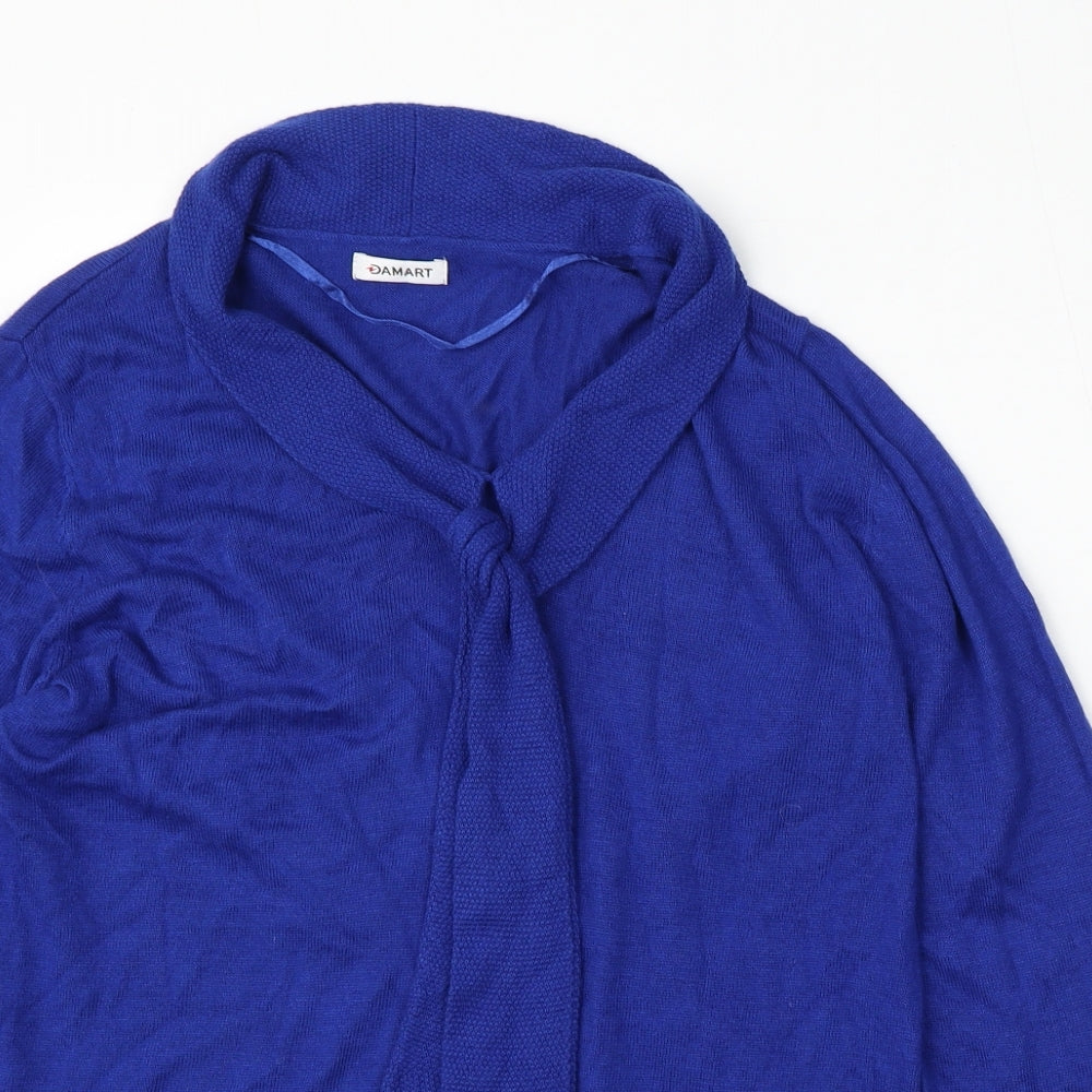 Damart Womens Blue V-Neck  Viscose Pullover Jumper Size 14