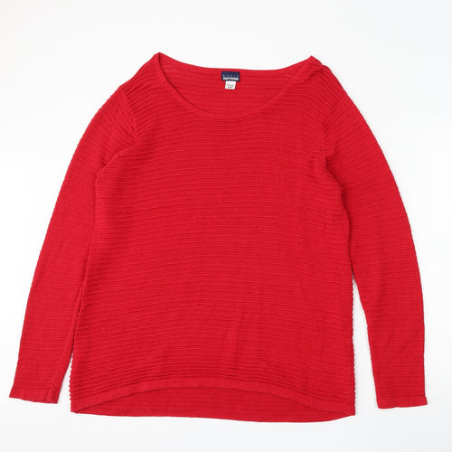 Basic Editions Womens Red Round Neck  Cotton Pullover Jumper Size XL