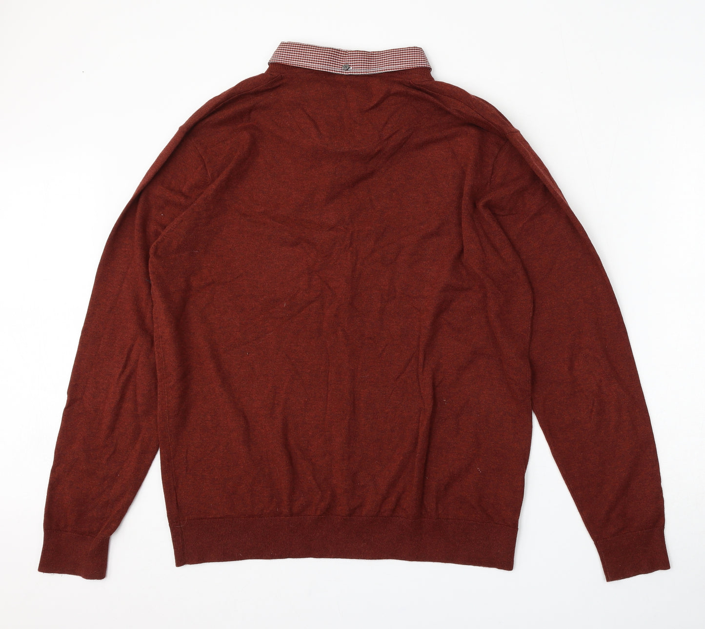 NEXT Mens Red V-Neck  Cotton Pullover Jumper Size L