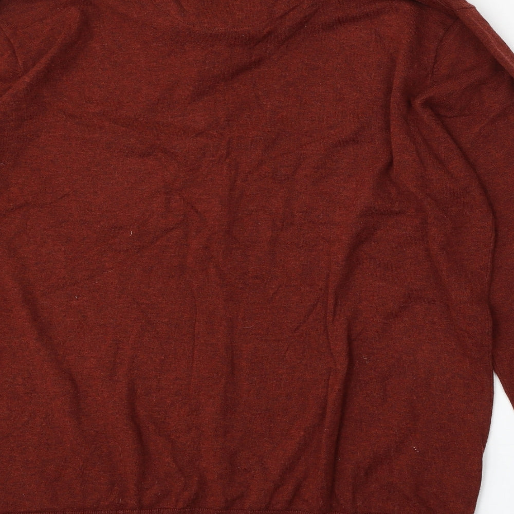 NEXT Mens Red V-Neck  Cotton Pullover Jumper Size L