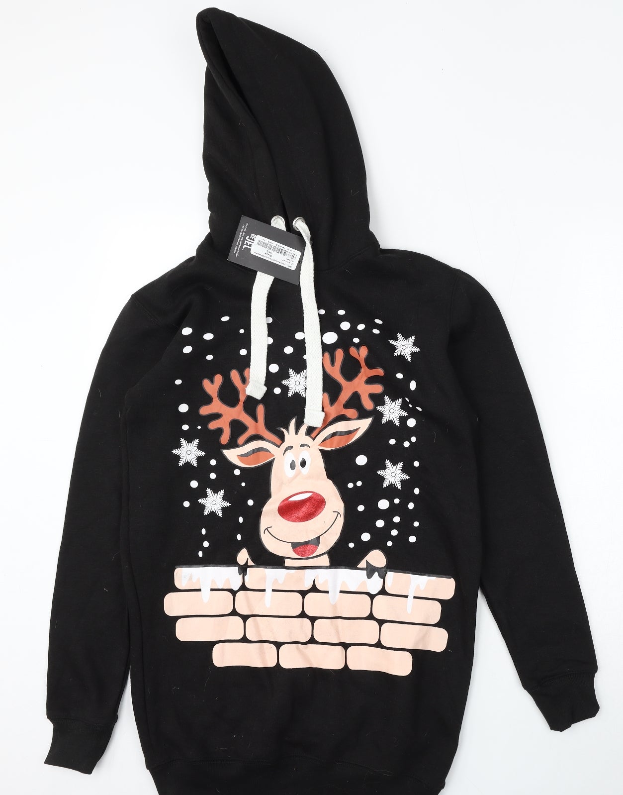 Be Jealous Womens Black  Cotton Pullover Hoodie Size M  Tie - Christmas