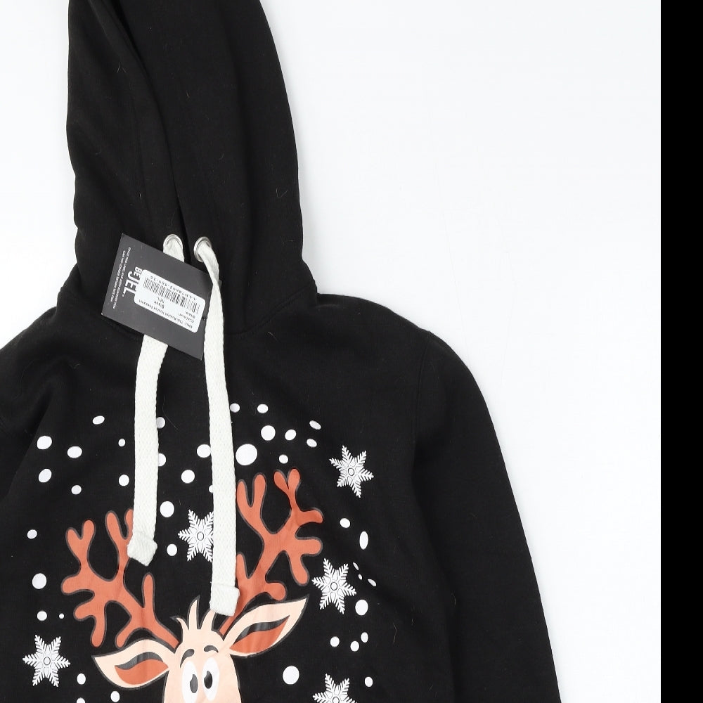 Be Jealous Womens Black  Cotton Pullover Hoodie Size M  Tie - Christmas