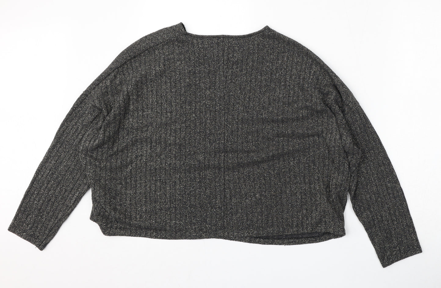 Zara Womens Black Round Neck  Cotton Pullover Jumper Size L