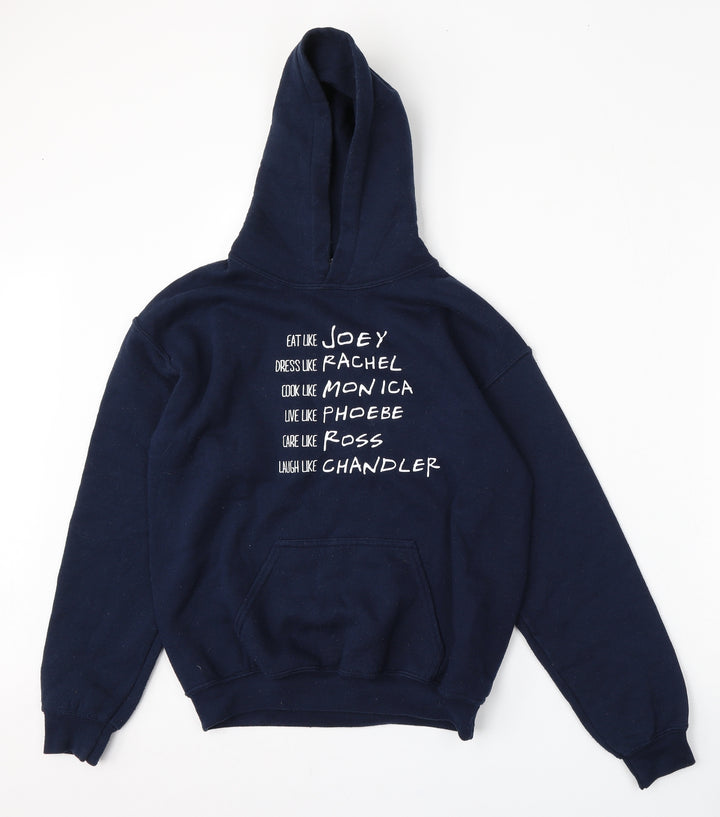 Gildan Boys Blue Cotton Pullover Hoodie Size L - Friends