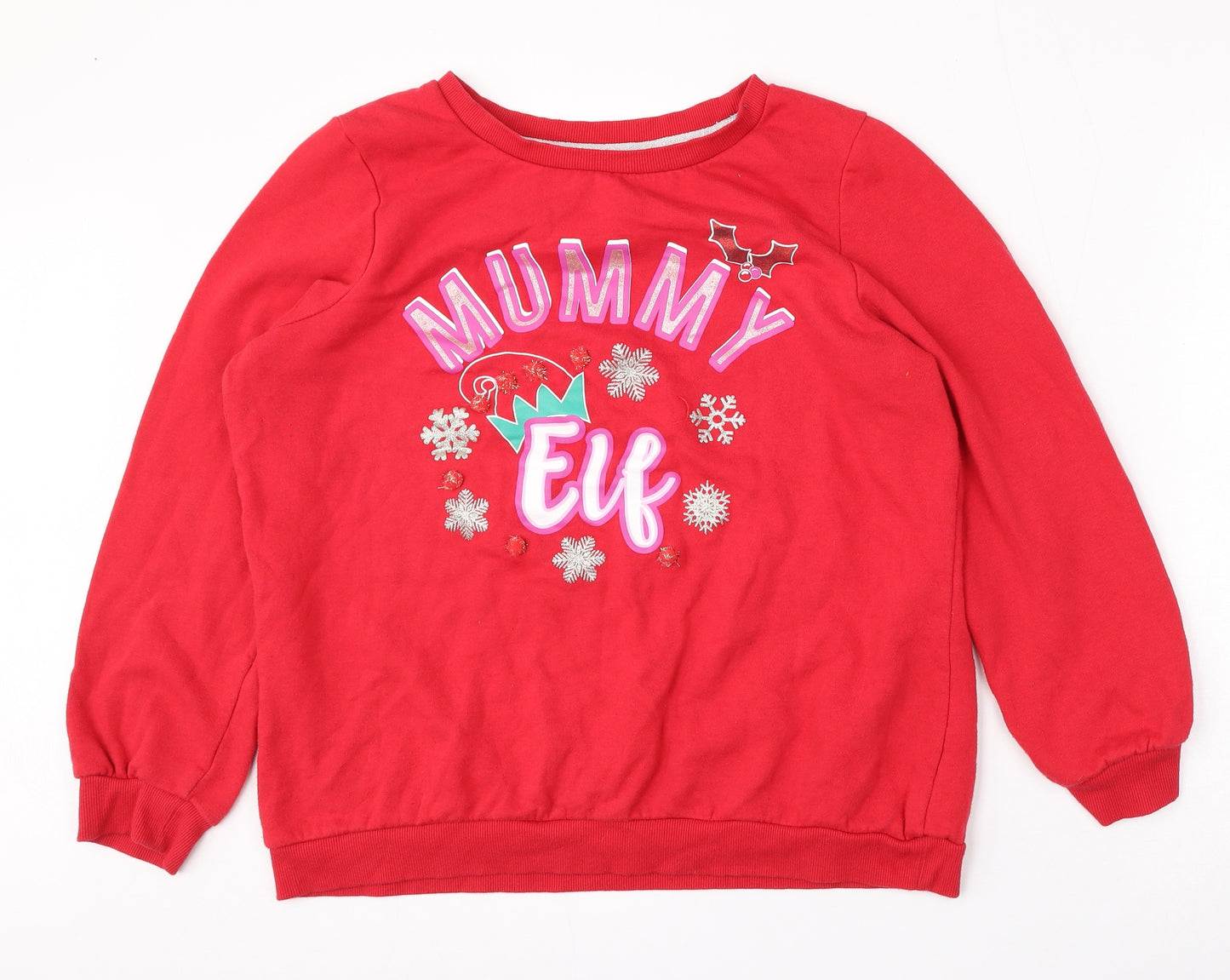George Womens Red  Cotton Pullover Sweatshirt Size L   - Christmas