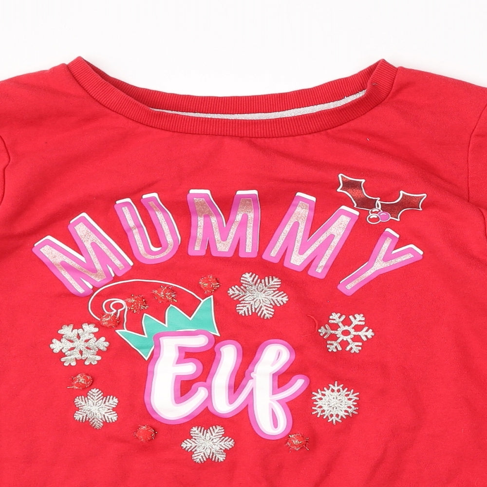 George Womens Red  Cotton Pullover Sweatshirt Size L   - Christmas