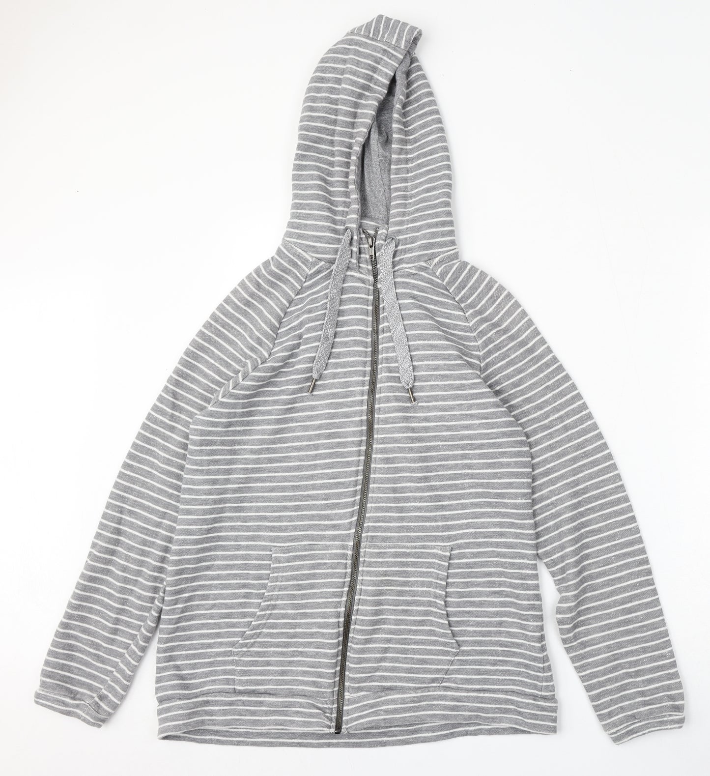 Mountain Warehouse Womens Grey Striped Cotton Full Zip Hoodie Size 16